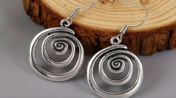 Dangle Spiral Hook Earrings - Picture 2 of 3